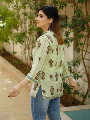 Lime Green Lawn Block Printed Stitched Kurti to Paired with Bottom of your Choice Lime Green Lawn Block Printed Stitched Kurti to Paired with Bottom of your Choice
