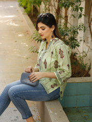 Lime Green Lawn Block Printed Stitched Kurti to Paired with Bottom of your Choice Lime Green Lawn Block Printed Stitched Kurti to Paired with Bottom of your Choice