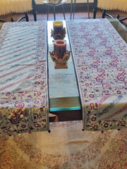Raw Cotton Block Printed Runner with Tassled Edges