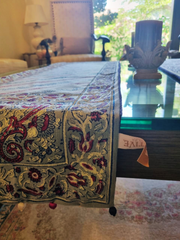 Raw Cotton Block Printed Runner with Tassled Edges