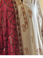 Lawn Block Printed Shirt and Dupatta and Plain Cotton Lawn Fabric for Pants. Unstitched