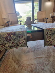 Raw Cotton Block Printed Runner with Tassled Edges