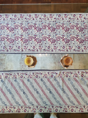 Raw Cotton Block Printed Runner with Tassled Edges