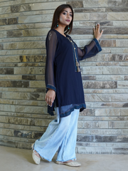 Chiffon Block Printed Stitched Kurti to Paired with Bottom of your Choice