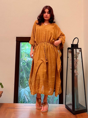 Mustard Vegetable Dyed Organic Lawn Kaftan