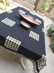 Black Caudroy Thick Block Printed Dining Table Cover