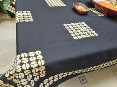 Black Caudroy Thick Block Printed Dining Table Cover