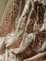 Chiffon Block Printed Shirt Paired with Chiffon Blocked Dupatta And Plain Silk Pants. Unstitched