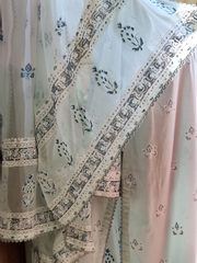 Lawn Block Printed Shirt with Blocked Chiffon Dupatta and Plain Cotton Lawn Fabric for Pants. Unstitched