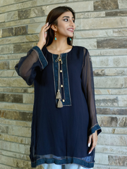 Chiffon Block Printed Stitched Kurti to Paired with Bottom of your Choice