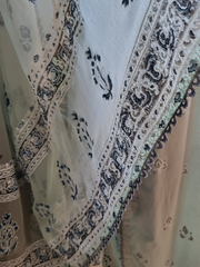 Lawn Block Printed Shirt with Blocked Chiffon Dupatta and Plain Cotton Lawn Fabric for Pants. Unstitched