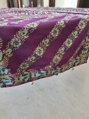 Magenta Raw Silk Block Printed Runner