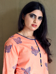 Stitched Mayssori Lawn Block Printed Shirt Paired with Cotton Pants