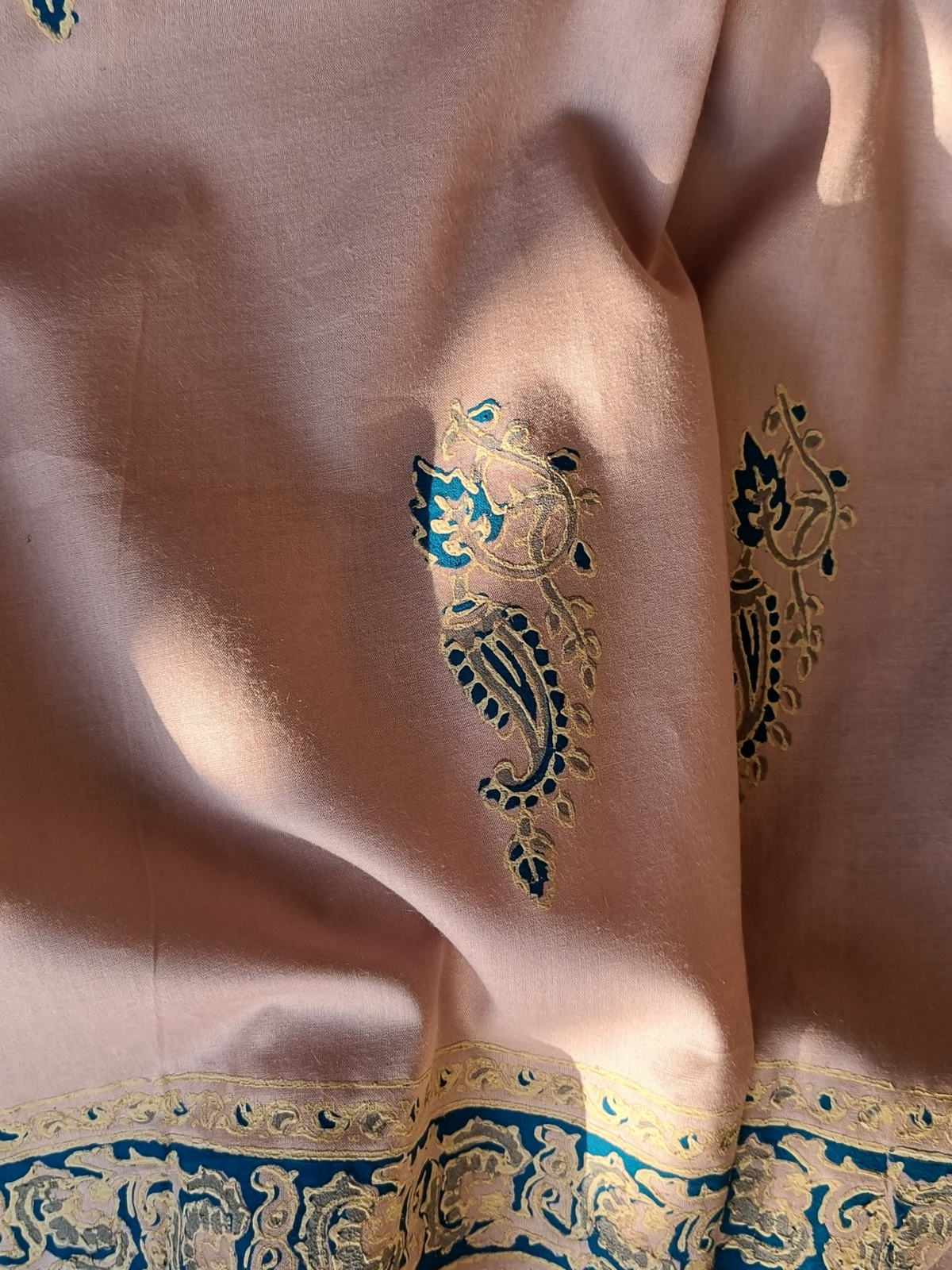 Unstitched Block Printed Shirt Made on a Material of your Specification