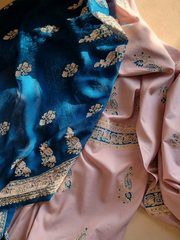 Lawn Block Printed Shirt with Blocked Chiffon Dupatta and Plain Cotton Lawn Fabric for Pants. Unstitched