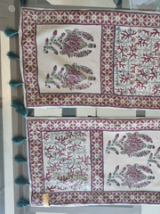 Textured Jacquard Block Printed Runner in Earthy Tones