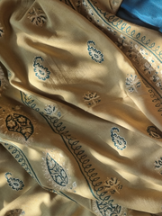 Khaadi Silk Block Printed Shirt Paired with Khaadi Net Blocked Dupatta and Plain Khaadi Silk Pants. Unstitched