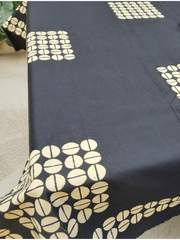 Black Caudroy Thick Block Printed Dining Table Cover