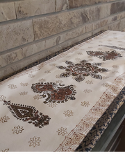 Raw Cotton Runner with Intricate Motifs and Pattern