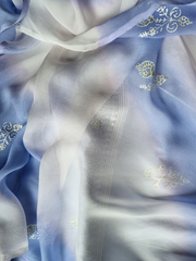 Lawn Block Printed Shirt with Blocked Chiffon Tie Dye Dupatta and Plain Cotton Lawn Fabric for Pants. Unstitched