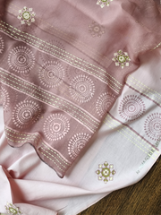 Lawn Block Printed Shirt with Blocked Chiffon Dupatta and Plain Cotton Lawn Fabric for Pants. Unstitched