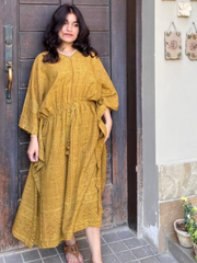 Mustard Vegetable Dyed Organic Lawn Kaftan