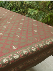 Oliver Green Thick Embossed Cotton Block Printed Dining Table Cover