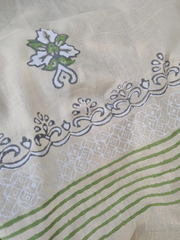 Lawn Block Printed Shirt with Blocked Chiffon Dupatta and Plain Cotton Lawn Fabric for Pants. Unstitched