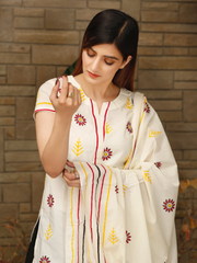 Lawn Block Printed Shirt and Dupatta and Plain Cotton Lawn Fabric for Pants.  Unstitched