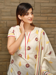 Lawn Block Printed Shirt and Dupatta and Plain Cotton Lawn Fabric for Pants.  Unstitched