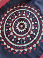Double Sided Block Printed Table Mat in Raw Silk with Decorative Edging