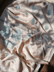 Silk Block Printed Shirt Paired with Khaadi Net Blocked Dupatta and Plain Khaadi Silk Pants. Unstitched