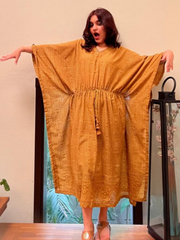 Mustard Vegetable Dyed Organic Lawn Kaftan
