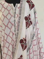 Fine Khaddar Block Printed Shirt and Dupatta with Plain Khaddar for Pants.  Unstitched