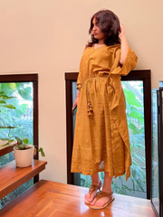 Mustard Vegetable Dyed Organic Lawn Kaftan