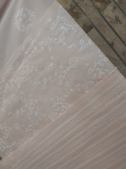 Lawn Block Printed Shirt and Dupatta and Plain Cotton Lawn Fabric for Pants.  Unstitched