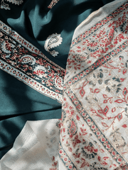 Khaadi Silk Block Printed Shirt Paired with Khaadi Net Blocked Dupatta and Plain Khaadi Silk Pants. Unstitched