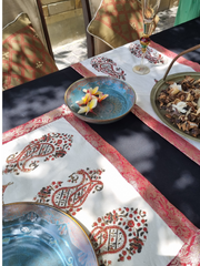 Block Printed Cotton Block Printed Table Mats with Jamavar Edging
