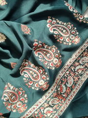 Khaadi Silk Block Printed Shirt Paired with Khaadi Net Blocked Dupatta and Plain Khaadi Silk Pants. Unstitched