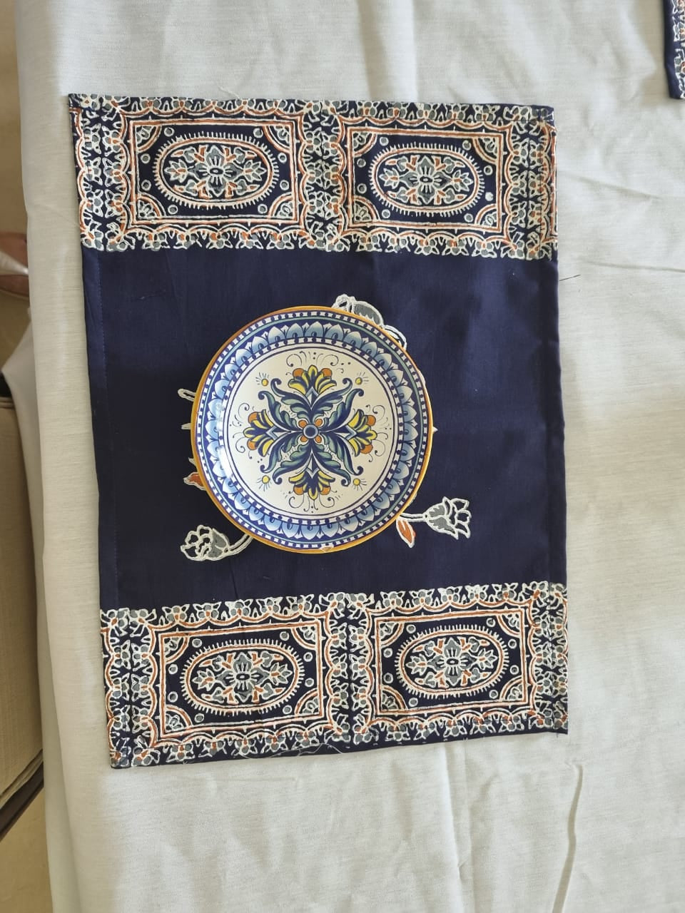 Block Printed Navy Blue Cotton Table Mats