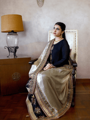 Pure Silk 3 Yards Dupatta with Block Printed Borders Edged with Worked Laces and Finished with Silk Paltan and Tassles