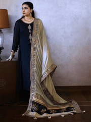 Pure Silk 3 Yards Dupatta with Block Printed Borders Edged with Worked Laces and Finished with Silk Paltan and Tassles